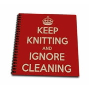 3dRose Keep knitting and ignore cleaning, Red - Mini Notepad, 4 by 4-inch