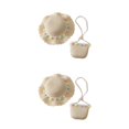 thumbnail image 1 of Sombrero de playa y bolso de mano Sonducket trenzado de paja Beige 2Conjunto, 1 of 6
