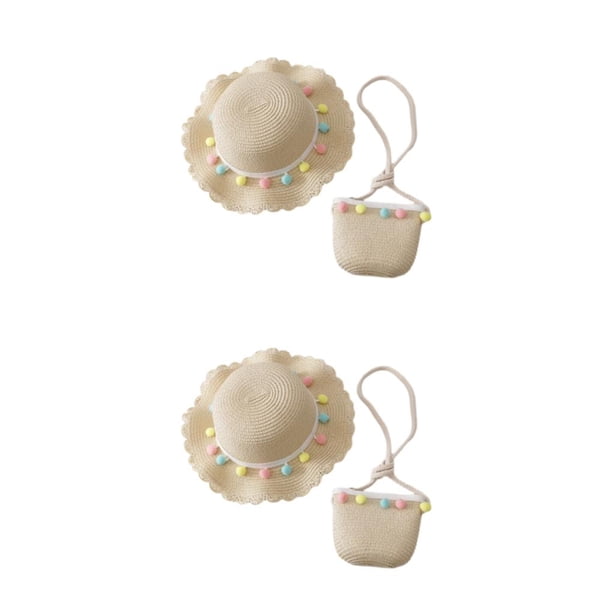 Sombrero de playa y bolso de mano Sonducket trenzado de paja Beige 2Conjunto