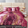 thumbnail image 4 of PERFEMET Burgundy Full Size Comforter Set for Women Men 6-Piece Marble Bed in a Bag Bedding Comforter Set for All Season, 4 of 8