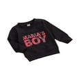 thumbnail image 3 of Chandail à Col Rond à Manches Longues pour Bébé Garçon « Mama‘s Boy », Chandail Molletonné, Haut, T-Shirt, Blouse, Noir, 0-6 Mois, 3 of 7