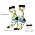 thumbnail image 4 of Rateoe Cartoon Frogs for Women Casual Calf Socks - Cute Crew Socks - Thin Soft Above Ankle Socks Size 5-11, 4 of 6