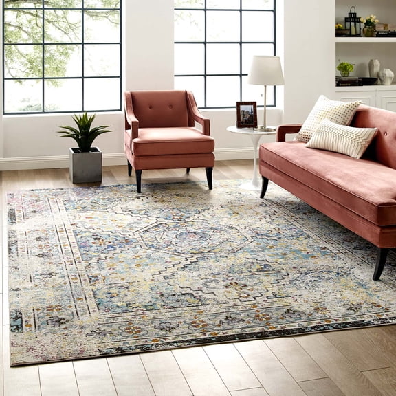 Success Jacinda Distressed Vintage Floral Persian Medallion 8x10 Area Rug in Multicolored