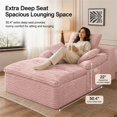 thumbnail image 3 of SESSLIFE 65" Oversized Chaise Lounge Chair Indoor, Corduroy Boneless Sofa Bed with Wide Armrest 3 Pillows, Upholstered Cloud Sofa Couches for Living Room, No Assembly Require, Pink, 3 of 7