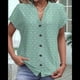 thumbnail image 3 of Blusa de Verano 2025 para Mujer, con Cuello en V, Volantes, Corta, Lunares, Holgada, Tipo Túnica Verde XXL, 3 of 5