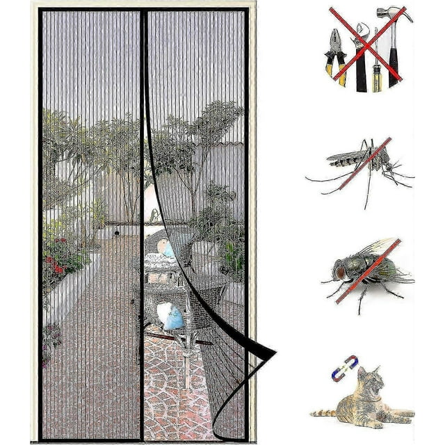 Magnetic Door Window Mosquito Net 120x210cm, Self-adhesive Mesh Encryption Mosquito Net, Anti Mosquito Magnetic Curtain Automatic Closing, No Drilling