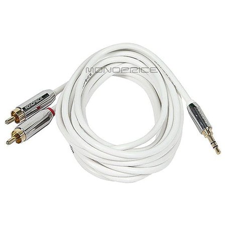 UPC: 0844660093015 | Monoprice 10  Gold Plated Stereo Male to RCA Stereo Male Cable For Mobile White 109301