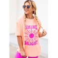 thumbnail image 6 of Chic Slogan Print Tee: Pink SHINE BRIGHT Round Neck T-Shirt - [ZhiHiMeRi] | (US 12-14)L, 6 of 10