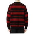 thumbnail image 4 of UVEASISHA Striped Sweater Mens Color Block Knitted Pullover Round Collar Fashion Drop Shoulder Jumper Tops Comfy Casual Loose Ribbed Knit Sweaters Wine L, 4 of 4