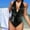 Black, variant on UTSJKR Glossy Swimsuits Deep V One Piece Swimwear for Women Bowknot Lace up Shiny Bathing Suit Sexy Tummy Control Monokini Black L