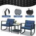 thumbnail image 4 of GVN 3 Piece Rocking Bistro Set with Cushioned Sofa , Outdoor Furniture with Rocker Chairs and Coffee Table Set of 3, Balcony, Porch Furniture for Small Space, Navy, 4 of 7