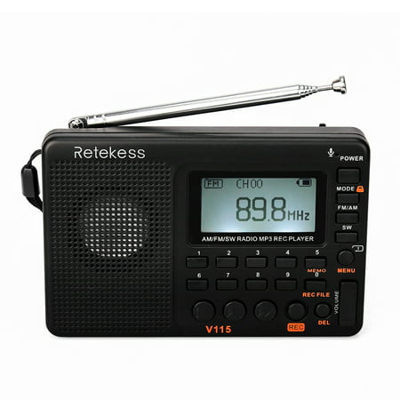 Retekess V-115 FM/AM/SW Radio Multiband Radio Receiver REC Recorder Bass Sound MP3 Player Speakers with Sleep (Best Sounding Table Top Radio)