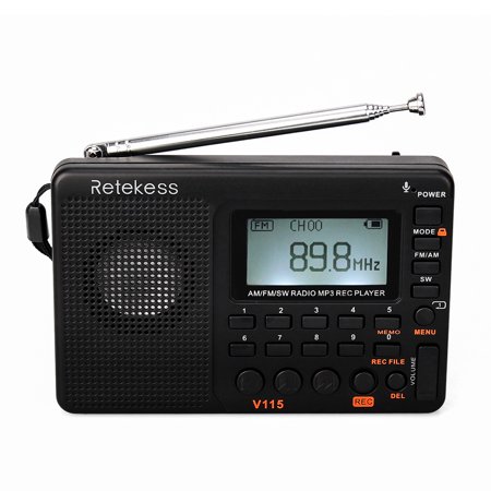Retekess V-115 FM/AM/SW Radio Multiband Radio Receiver REC Recorder Bass Sound MP3 Player Speakers with Sleep (Best Sounding Internet Radio)