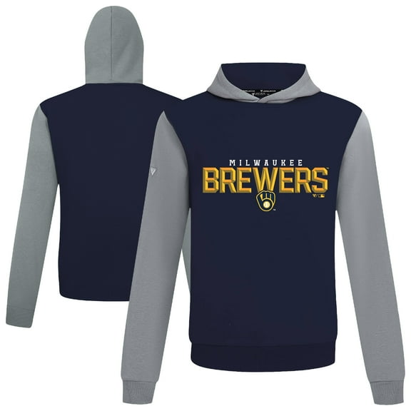 Men's Levelwear Navy Milwaukee Brewers Throwback Carve Ultimate Hoodie