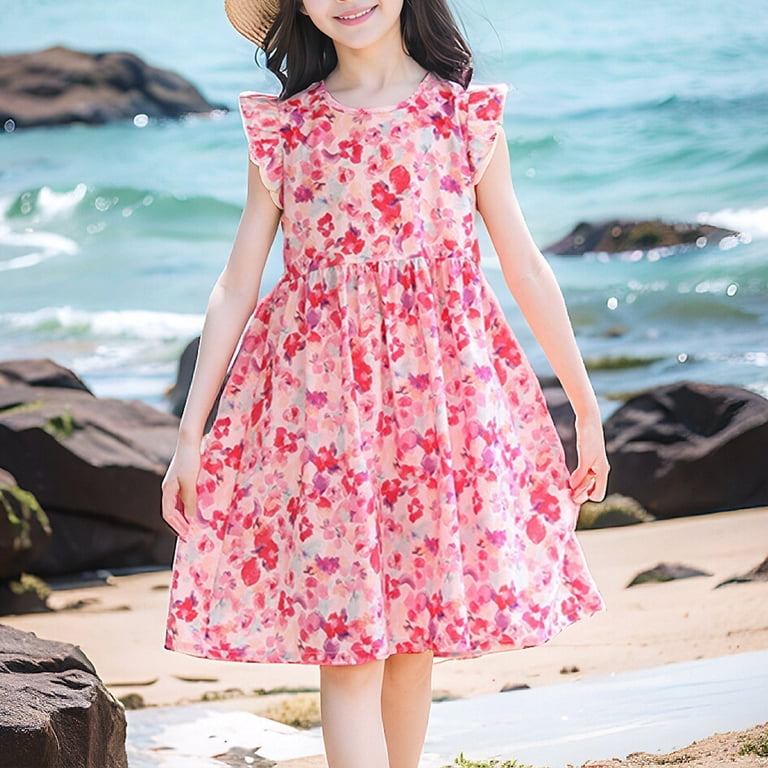 midi girls print ruffle dress medium Multicolor Floral Printed Ruffle Midi Dress