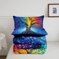 thumbnail image 5 of Homewish Vintage Tree Of Life Full Size Comforter Sets,Colorful Botanical Print Bedding Comforter Set,Blue Purple,Black Reversible,3-Piece,1 Comforter and 2 Pillowcases, 5 of 7