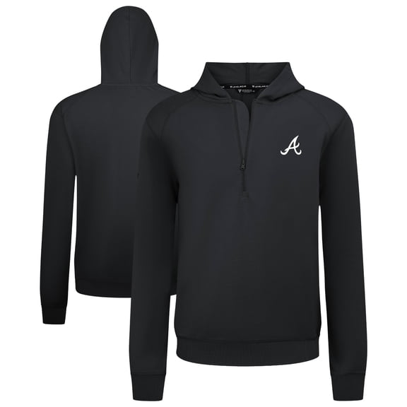 Men's Levelwear  Black Atlanta Braves Technic Insignia Quarter-Zip Hoodie
