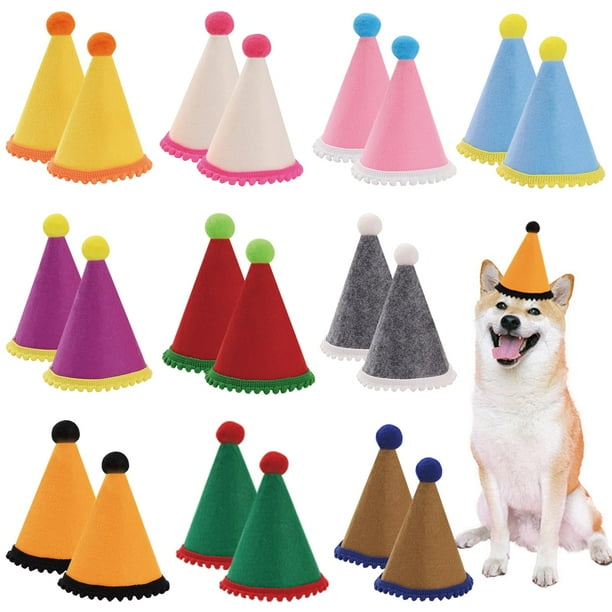 Set de gorros de cumpleaños para perros Cellcacn, tamaño pequeño, 9,5 cm, 20 unidades, ajustables