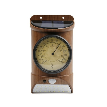 

2Pcs Thermometer Solar Lamp Solar-Powered Small Rustproof Wireless Waterproof Automatic Multifunctional Light White Wall for Fence Garage Stair Pathway Garden Home