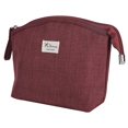 thumbnail image 3 of Bolsa de cosméticos semicircular para mujer, bolsa de almacenamiento portátil, bolsa organizadora de maquillaje de viaje, color rojo purpúreo, 3 of 8