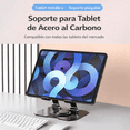 thumbnail image 2 of Soporte para Laptop Acero Carbono, Base para Laptop Plegable Portátil Estable y Antideslizante, Base Enfriadora para Laptop Stand con Base Giratoria de 360° y Altura Ajustable, PC/Tabletas, 2 of 7