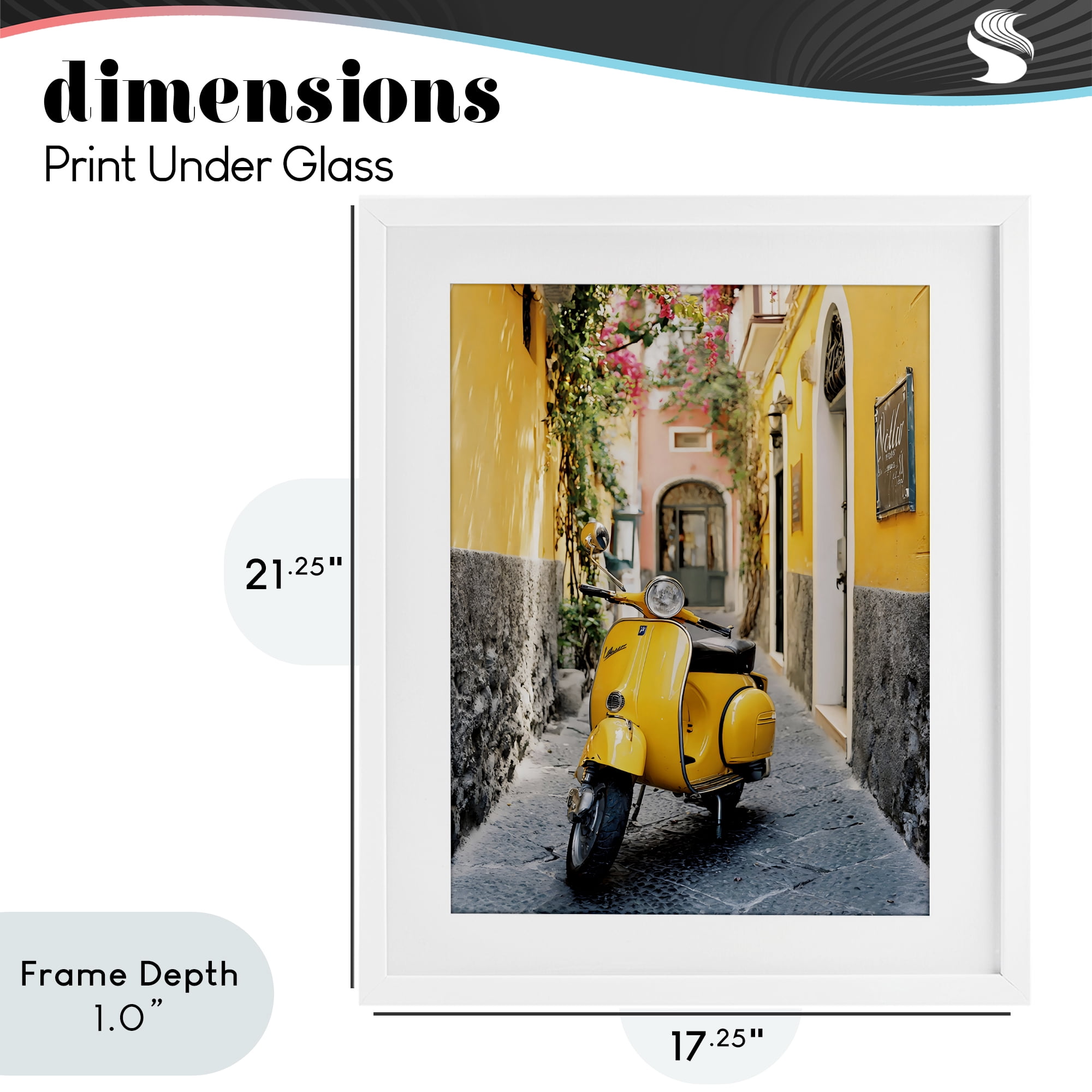 Stupell Industries Yellow Moped in Alley White Framed Print Under Glass, design by Franklyn Gregory