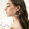 thumbnail image 3 of KDSJSXW Pierced Earrings for Women American Independence Day Five Pointed Star Flag Dripping Oil Earrings Female European And American Fashion Star Earrings Earring Studs (Gold,One Size), 3 of 6