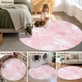 thumbnail image 5 of Large Round Rug 8Ft Washable Non-Slip, Pink Marble Circle Area Rugs for Living Room Bedroom, Modern Abstract Art Elegant Indoor Floor Mats Carpet Runner for Home Decor, 5 of 8