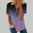 thumbnail image 1 of Hauts d'Été pour Femmes Grande Taille Mode Femme Ample Confortable Col en V à Fermeture Éclair Imprimé Manches Courtes Haut Blouse T-Shirt Col en V Femme en Liquidation, 1 of 5