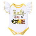 thumbnail image 2 of FYMNSI Baby Girl Bee Theme My 1/2 Birthday Cake Smash Outfit Half Way To One Party Dress Flutter Sleeve Cotton Romper Princess Tutu Tulle Skirt Bowknot Headband 3pcs Set 6 Months Yellow, 2 of 7