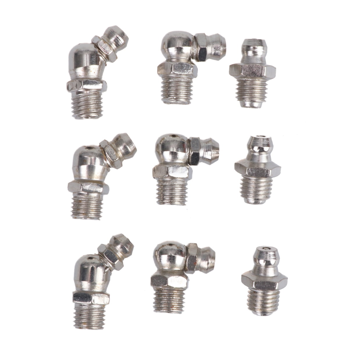45Pcs Grease Fitting Assortment Set Grease Fitting Silver (M8x1