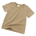 thumbnail image 2 of Povozer Girls Short Sleeve Tops Casual 18 Months-9 Years 2025 Girls Summer T Shirts Kids Casual Crewneck Short Sleeve Loose Basic Tee Tops for 3-4 Years,Khaki, 2 of 4