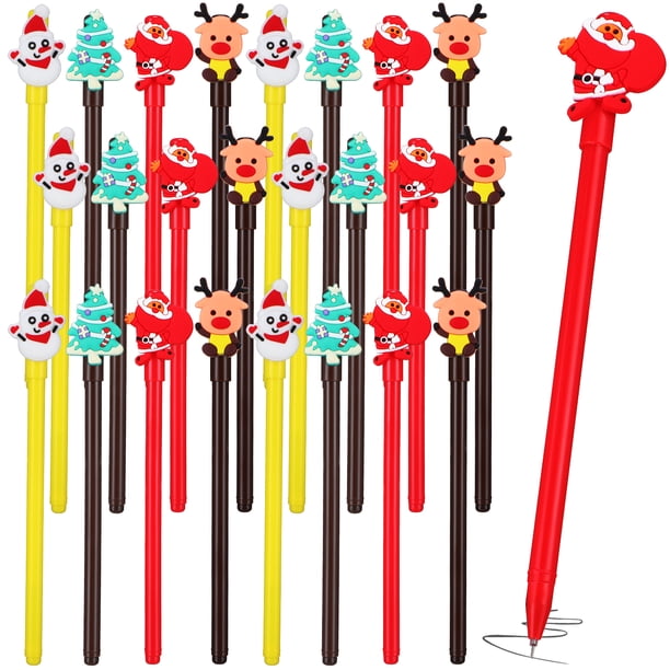 24 bolígrafos navideños, bolígrafos de escritura, papelería novedosa, bolígrafos bonitos de dibujos animados, bolígrafos festivos