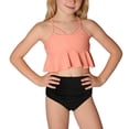 thumbnail image 1 of LckLvx Cute Swimsuits for Girls Bikini 2 Piece Ruffle Sleeveless Swim Tops and Ruched Bottoms 2 Piece Set 2-12Years, 1 of 6