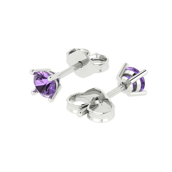 0.5 Ct Round Cut Studs Purple Alexandrite 14K White Solid Solid Gold Everyday Dainty Earrings Push Back