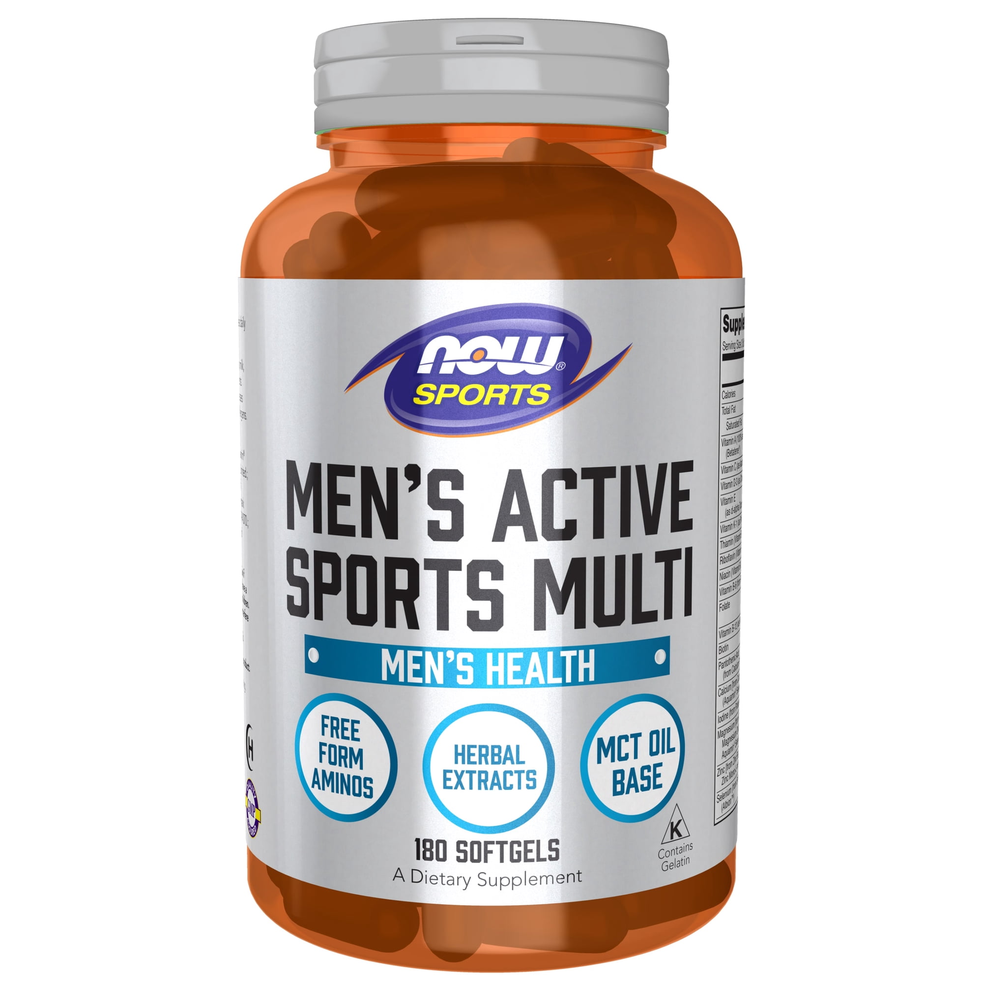 NOW Sports Nutrition, Men's Extreme Sports Multi with Free-Form Amino Acids, ZMA®, Tribulus, MCT Oil, and Herbal Extracts, 180 Softgels