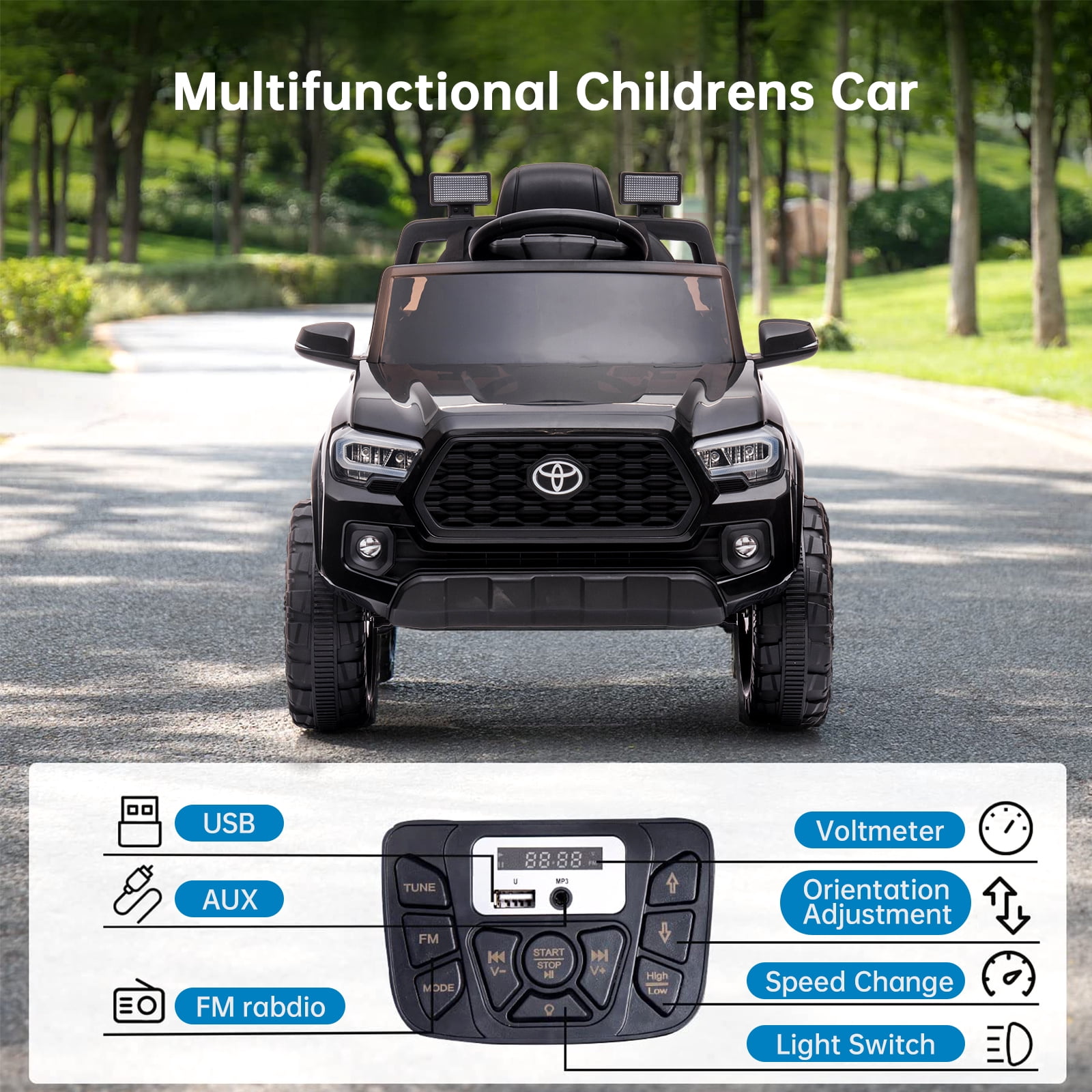 EastVita Kids 12V Ride on Cars Toyota Licensed Land Rover Ride on SUV Electric Car with Remote Control, MP3 Player Rocking Pull Rod for Kids 3 Age +