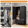 thumbnail image 3 of ShiKeyi 60" Tall Metal Wardrobe Cabinet with 1 Drawer and Hanging Rod, 2 Doors Wardrobe Closet with Shelf for Bedroom, Black, 3 of 7