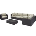 thumbnail image 4 of Modern Contemporary Urban Design Outdoor Patio Balcony Seven PCS Sectional Sofa Set, Beige, Rattan, 4 of 9