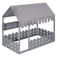 thumbnail image 6 of Aukfa Twin House Bed with Fence and Tent for Kids, Wooden Montessori Bed with LED Lights & Storage Shelves for Toddler Boys and Girls Bedroom, Gray, 6 of 8