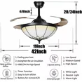 thumbnail image 3 of More Change 42" Vintage Remote Invisible Ceiling Fan Light Glass Shade 3-Color LED Chandelier, 3 of 14