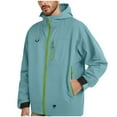 thumbnail image 3 of Sentmoon Coat for Men Solid Color Long Sleeve Drawstring Mens Snow Jacket Oversized Zipper Windbreaker Men Hoodies with Pockets Fall and Winter Soft and Comfortable for Climbing and Hiking, 3 of 7