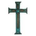 thumbnail image 3 of Large 21"H Rustic Wester Star Braided Ropes Turquoise Wood Layered Wall Cross, 3 of 5