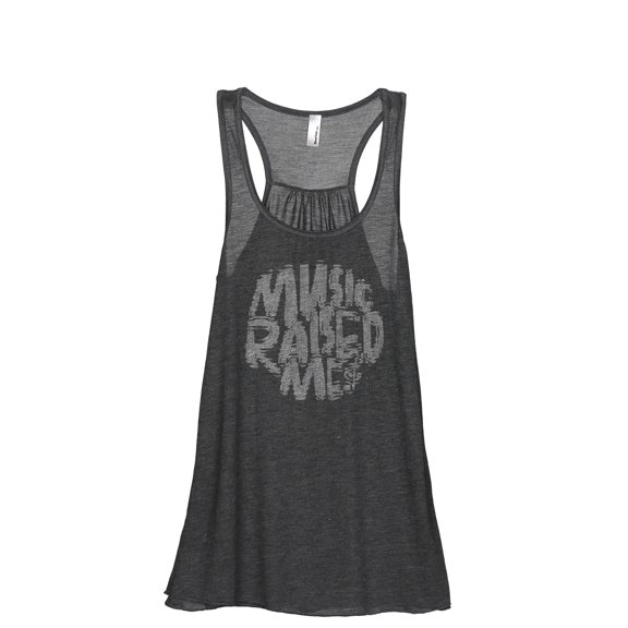Music Raised Me Women's Fashion Sleeveless Flowy Racerback Workout Yoga Tank Top Charcoal Grey Large