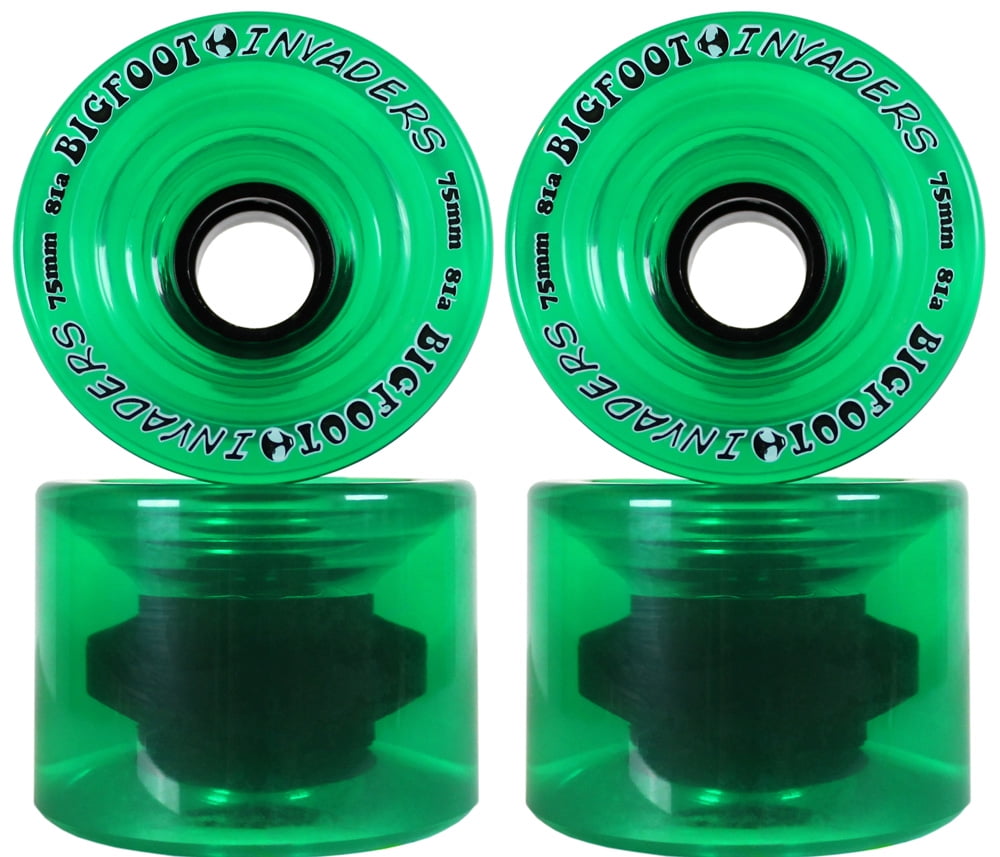 BIGFOOT LONGBOARD WHEELS 75mm 81a INVADERS GREEN Offset Downhill