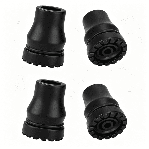 XIRQI Rubber Cane Tips,(3/4",4-Pack) Heavy Duty Walking Cane Tips,Anti-Slip Replacement for Canes,Walking Sticks,Hiking Sticks,Seniors Crutches,Black