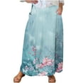 thumbnail image 2 of Black Dresses for Women Viikei Womens Maxi Skirts,Women's Printed Elastic Waistband Pleated Pocket Skirt With Mid Calf Skirt Light Blue XXXL, 2 of 5