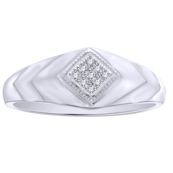 AFFY White Natural Diamond Accent Fashion Ring In 10k White Gold (0.05 Cttw)
