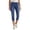 Blue#03, variant on Women's Capri Jeans Skinny Straight Leg Trousers with Pockets Stretch High Waisted Front Button Raw Hem Denim Pants Black#03 &F2S