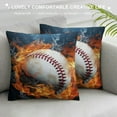 thumbnail image 3 of Heduofu  Baseball Throw Pillow Cover Ball with Fire &amp; Water Printed Sport Themed Square Pillowcase Decorative Cushion Cover Gifts for Boys Men Living Room Couch Office Room Decor  White, 3 of 5